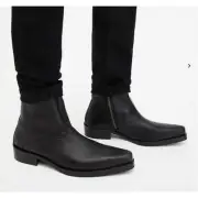 All Saints Mens Booker Black Ankle Boot Stonewashed Leather Size 10 US 43 EU NIB