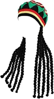 [Kirmoo] Funny Rasta Wig Beard Hats Knitted Jamaican Rasta Beanie Hat with Dreadlocks Christmas Halloween for Men Women