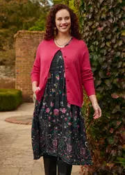 [Virtuelle] Taking Shape Textured Rib Button Cardigan Size 20 in Radiant Raspberry, Viscose - Plus Size Women's Clothing Radiant Raspberry