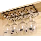 4-Rows Wall Mounted Wine Glass Cup Rack Holder Hanger Hanging Bar Shelf For Bar