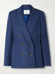 [Citizens of Humanity] Citizens of Humanity - + Argent Chelsea Double-breasted Linen Blazer - Blue - US6 US 6 Blue