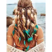 Women's Boho Feather Hair Headband – Adjustable Festival Headdress with Natural Feathers and Beads for Beach, Parties and Bohemian Style Outfits