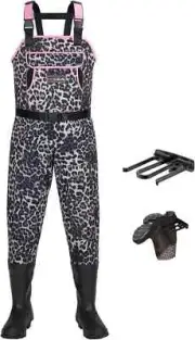 HISEA Women's Chest Waders Leopard Duck Hunting Fishing Neoprene Waders PINK 10