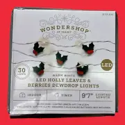 LED Hollly Leaves & Berries Dewdrop Christmas Lights !! (2 Pack Bundle)