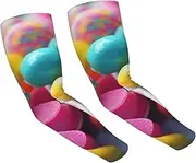 [FHEDVBN] Colorful candy Arm Sleeves Compression Arm Covers for Men Women Outdoor Sun Sleeves Cooling Sports Sleeve, Black