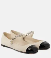 [Miu Miu] Miu Miu Chain-detail leather Mary Jane flats AU 6 white