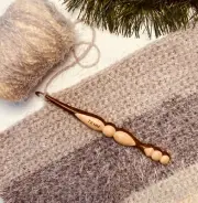 Ergonomic Handle Handmade Wood Crochet Hook Two Tone - Size 7mm