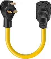 Rophor Generator Transfer Switch Adapter Cord TT-30P Male to L14-30R Female, 30 Amp 3 Prong to 4 Prong Generator Plug Adapter, RV Generator Plug to Inlet Box, 1.5FT
