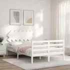 NNEVL Bed Frame with Headboard White 137x187 cm Double Solid Wood