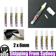 2X White 6mm Liquid Chalk Marker Pens LED Writing Board Glass Art Pen Window AU