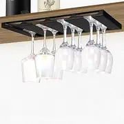 Hanging Wine Glasses Rack, Under Cabinet Stemware Storage Hanger with 4 Rows Metal Bar Shelves for Kitchen Restaurant Cabinets Shelf – Fits from 1.1 to 3.4 inch Base of Goblet HG617