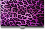 [VFMKT] Slim Metal Business Card Holder Portable Business Card Case Pocket Name Card Holder Purple Leopard Wallet for Men Women Office Travel