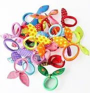 20PCS Cute Baby Girls Rabbit Hair Bands Printing Ponytail Holder Tie Rope Fashion Hair Accessories Candy Colors Hair Ties