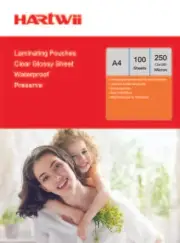 Hartwii 100 Sheets A4 Glossy Clear Laminating Pouches Film 250 Micron (2x125)