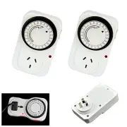2xTimer Mechanical Analogue Programmable Power Point Adapter 24 Hour Switch Plug