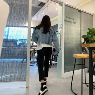市舶司【顯瘦煙管】韓國女裝秋春新款高腰碳黑色鉛筆牛仔褲女