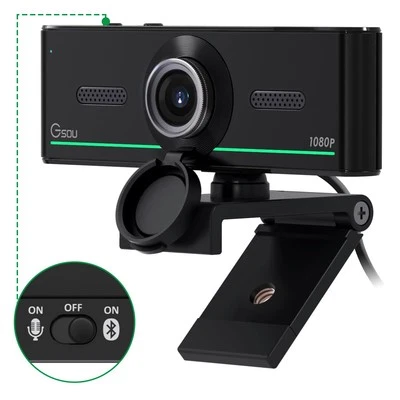 1080P Webcam with microphone for desktop, Computer webcam Connect Bluetooth H...