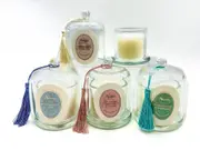 bulk 24 Palm Tree Scented Glass Jar Canle 95G 4 Assorted