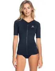 [Roxy] Essentials Short Sleeve Full-Zip Rash Vest Grey Marle
