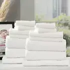 14pc Renee Taylor Cobblestone White Bath Towel/Mat Set Cotton Ribbed 650 GSM