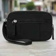 Danoz Fashion - Black RFID Blocking Nylon Wristlet Clutch Wallet - Compact Waterproof Pouch with Card Slots & ID Window