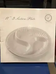 ️ 11" 3 Section Glass Porcelain Serving Tray Plate C2159 White
