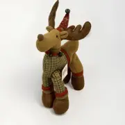 Plush Reindeer Door Porch Greeter Moveable Limbs Winter Holiday NEW 19x18”