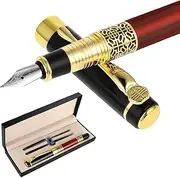 cobee Luxury Fountain Pen Set, 0.7mm Metal Fountain Pen with 4 Pc 3.4mm Ink Cartridges Medium Point Business Writing Pen Calligraphy Pen for Journaling Signature School Office Gift Supplies