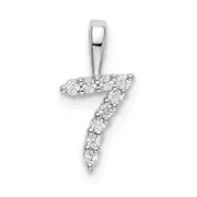 14k White Gold Real Diamond Number 7 Pendant