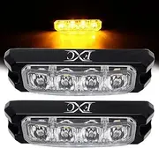 4-LED Strobe Light Amber Waterproof Emergency Beacon Flash Lights,Purishion Caution Bar 10 Patterns Flashing Car SUV Pickup Truck Van Vehicle POV (2 Pack)(4LED Amber)