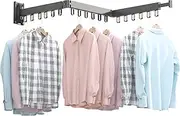 BOQORAD Clothes Drying Rack Wall Mounted,Drying Rack Clothing,Laundry Drying Rack Wall Mount,Collapsible Drying Racks for Laundry,Retractable,Foldable,Clothes Dryer Rack(Black- O Type Hooks)