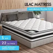 STARRY EUCALYPT Mattress Pillow Top Foam Bed Single Size Bonnell Spring 22cm