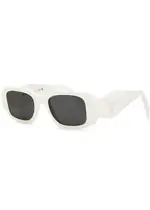 Prada - Rectangle-frame Sunglasses White, Designer-stamped Wide Arms, 100% UV Protection One Size