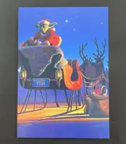 1x Star Wars Santa Yoda Sleigh Package Christmas Card + Envelope Ralph McQuarrie