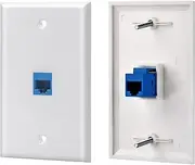 2-Piece cat6 Ethernet Wall Panel Socket 1-Port RJ45 Network Mother-to-Female Jack in-line Coupler Panel Keystone Wall Coupler Jack Panel