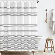 [JINCHAN] Black and White Shower Curtain Fabric Shower Curtain for Bathroom Modern Black Striped Shower Curtain Fall Waterproof in Bath 70x72 inches Long Shower Curtains Set with Curtain Hooks