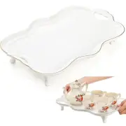 16" Ceramic Serving Tray Large Serving Platter with Handles Luxury British Co...
