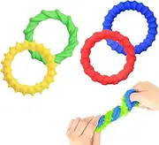 Aokeleilei Textured Stretchy Sensory Bracelets for Kids & Adults, 4 Pack Stretchy Fidget Bracelet for Stress Relief, Calming Toys for Special Needs, Ideal for Classroom & Party Favors 3+ Years (4)