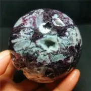 Rare 522.6G Natural Purple Agate Quartz Crystal Geode Ball Healing WD1563