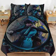 a1214 Wednesday Addams Duvet Cover Set, 3 Piece Bedding Set 86x70" Double Sided Printing Decorative Comforter Cover Set (1 Duvet Cover + 2 Pillow Sham