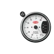 SAAS Tachometer 0-8K with Shiftlite 95mm 3-3/4" White Face Muscle Series