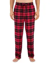 Club Room Men's Cotton Flannel Plaid Pajama Pants Red-Small