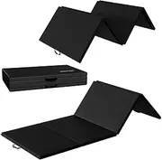 Folding Exercise Gymnastics Mat, 10' x 4' x 2" Gym Workout Mat with Carrying Handles 4-Fold High-Density Anti-Tear Portable Fitness Aerobics Mats for Home Gym Yoga Pilates Tumbling MMA Core Training
