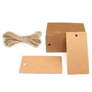 100PCS Kraft Paper Gift Tags with String,3.5" x 1.7"Brown Blank Tags Kraft 1