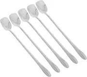 Generic 5Pcs Stainless Steel Long Handle Mixing Spoons Multi Use Cocktail Stirrer Coffee Stirring Utensils for Cold Tea Home Bar Use and Sturdy Design for Deep Cups