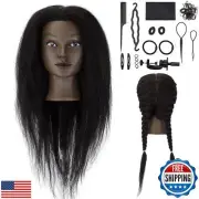 18'' Mannequin Head with Human Hair Cosmetology Manikin Doll Head with 100% R