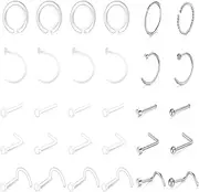 [LAURITAMI] Biofelx Flexible Clear Nose Retainers Screw Piercing Skin Color Horseshoe Septum Ring Studs Jewellery