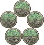 Rooted in Christ Challenge Coin Embrace Faith and Strength Christian Pocket Token Bible Verse Worry Coin for Prayer (Pack of 5)