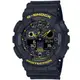 【CASIO 卡西歐】G-SHOCK 黃蜂之魂雙顯腕錶/黑x黃指針(GA-100CY-1A)