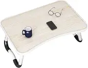 Laptop Bed Table, Portable Foldable Desk with Storage Drawer and Cup Holder, Lap Desk Laptop Stand Tray Table Floor Table Serving Tray for Eating, Reading and Working (Wood)